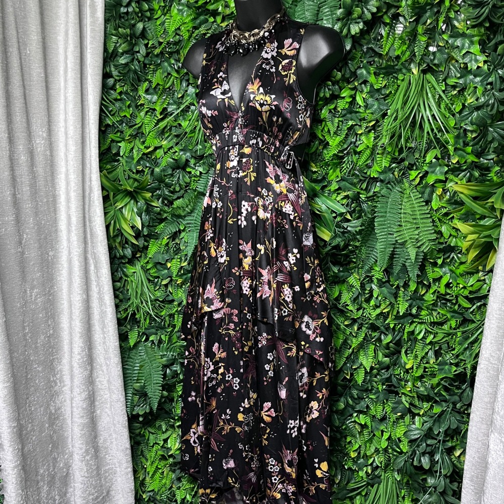A.L.C.‎ Dress Size 0 Floral Silk Verena Midi Cutout Party Cocktail Hi Low  2931